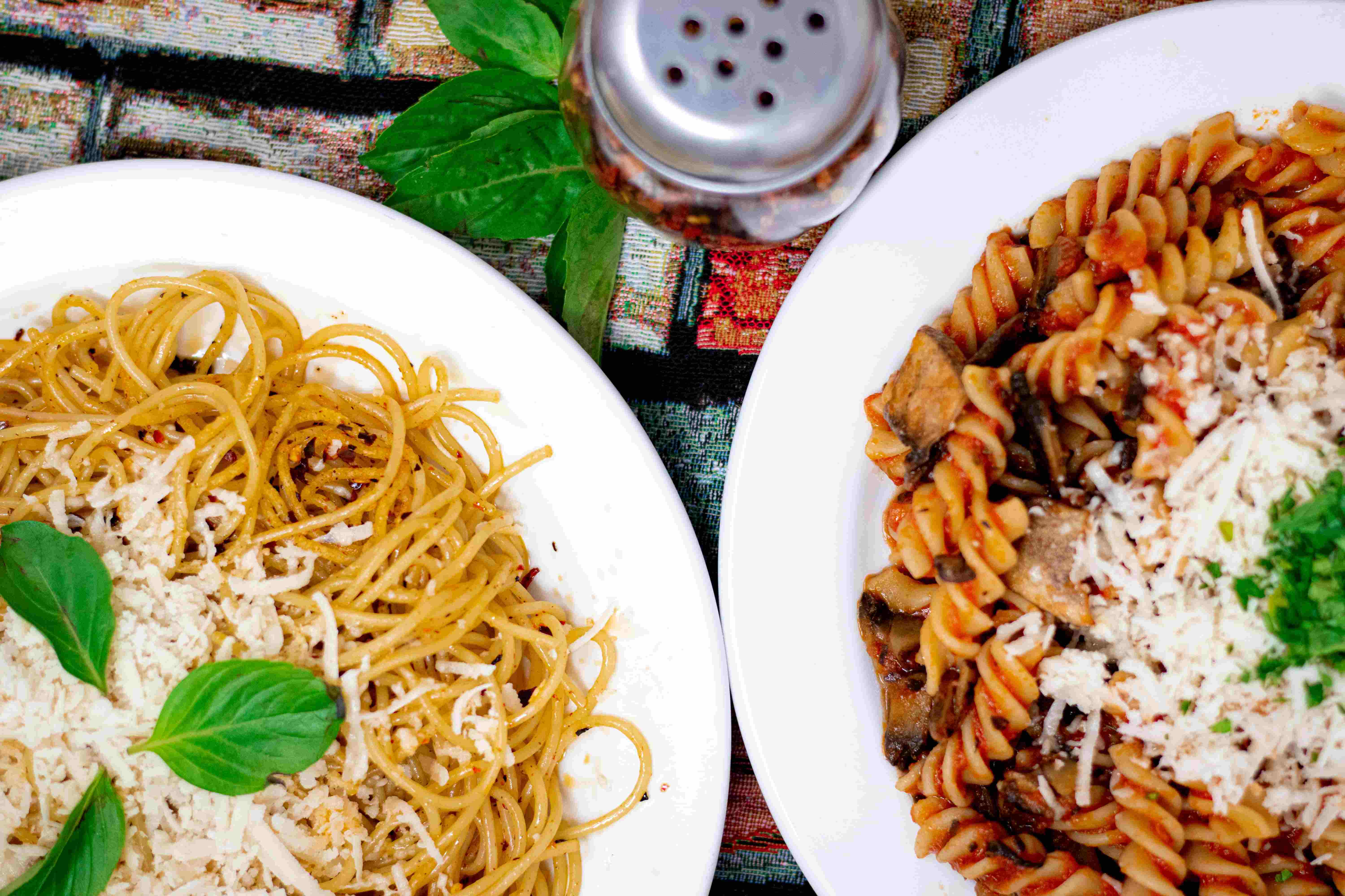 Vegabo en Europizza, pasta Verona, pasta tomate con champiñones